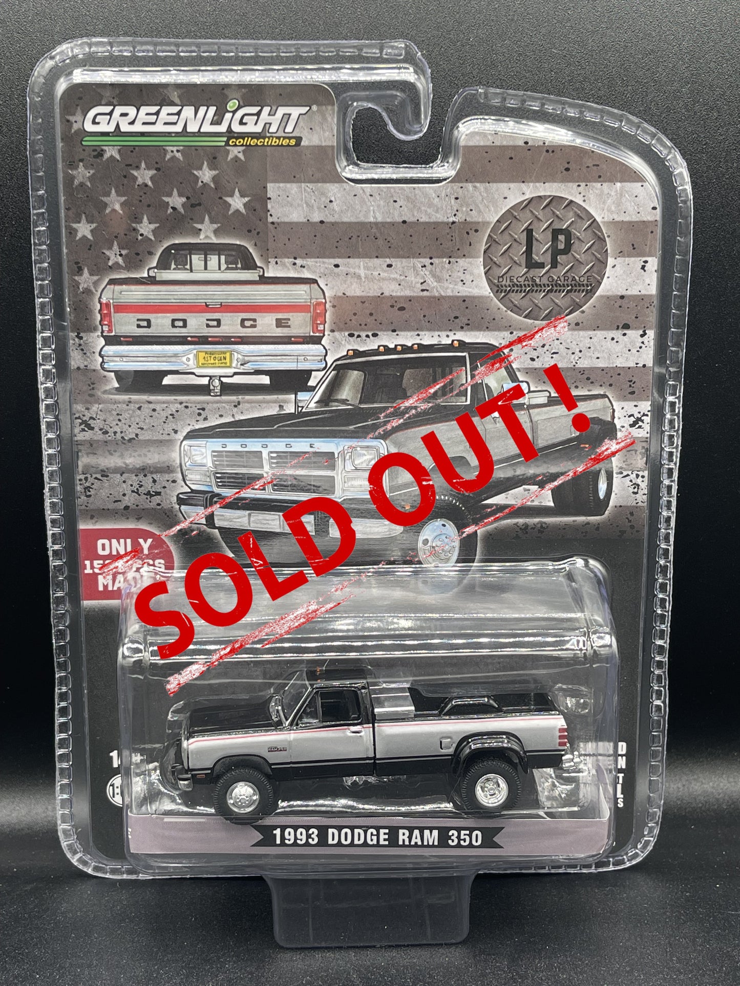 GREENLIGHT 1993 Dodge Ram 350 Dually Cummins Diesel BLACK LP Diecast Garage Exclusive 1:64 Diecast Promo