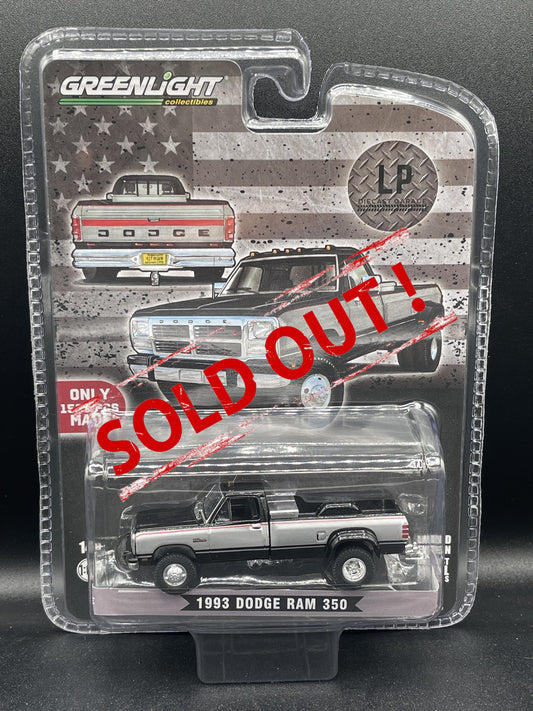 GREENLIGHT 1993 Dodge Ram 350 Dually Cummins Diesel BLACK LP Diecast Garage Exclusive 1:64 Diecast Promo