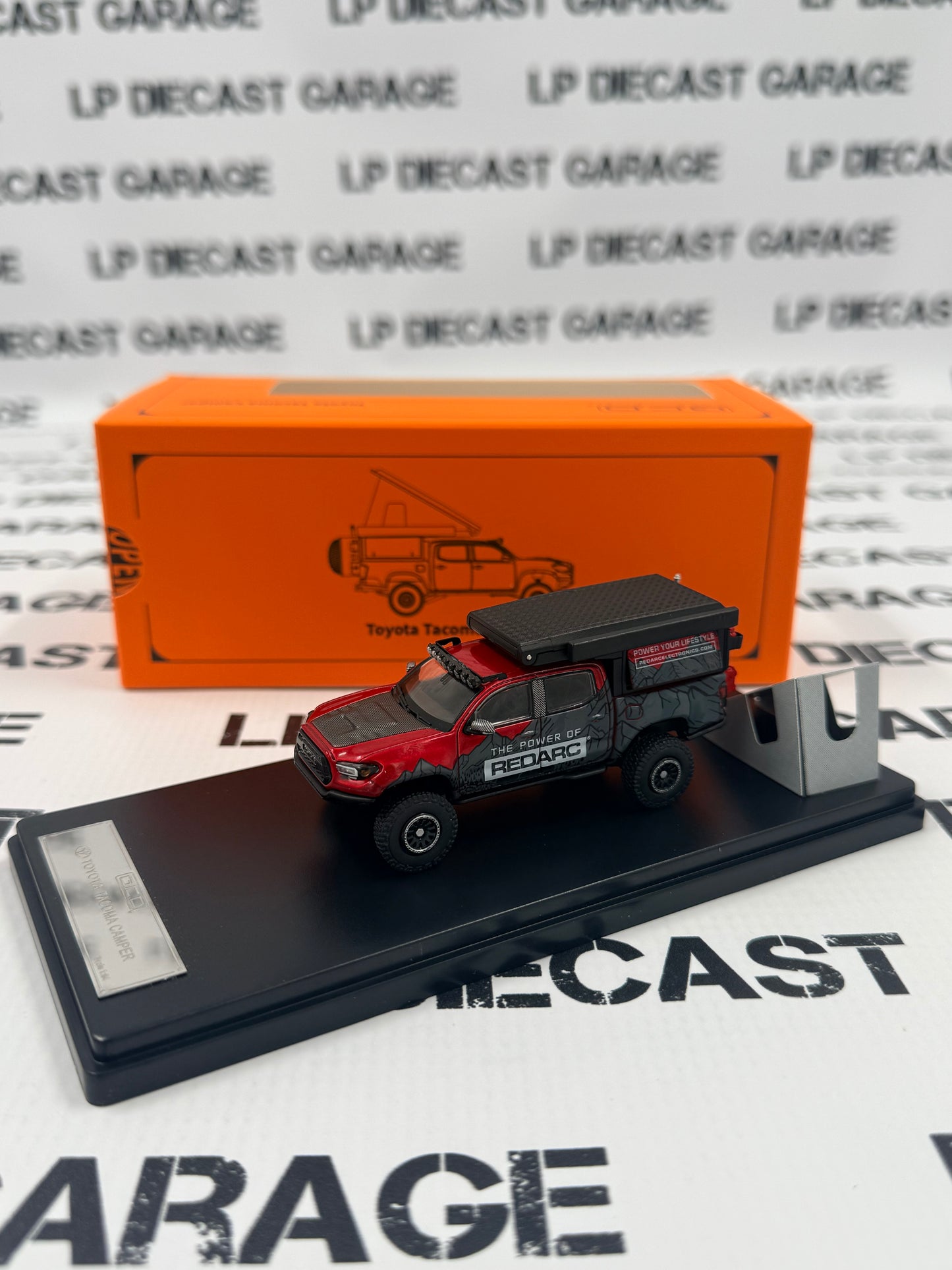GCD 2023 Toyota Tacoma Camper Black Red REDARC 1:64 Diecast