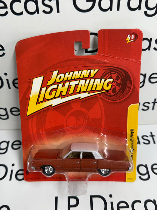 JOHNNY LIGHTNING 1967 Plymouth Fury II Brown w/ White Roof 1:64 Diecast
