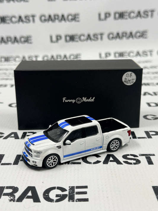 FUNNY MODELS Ford F-150 Shelby Super Snake White w/ Blue Stripes 1:64 Diecast