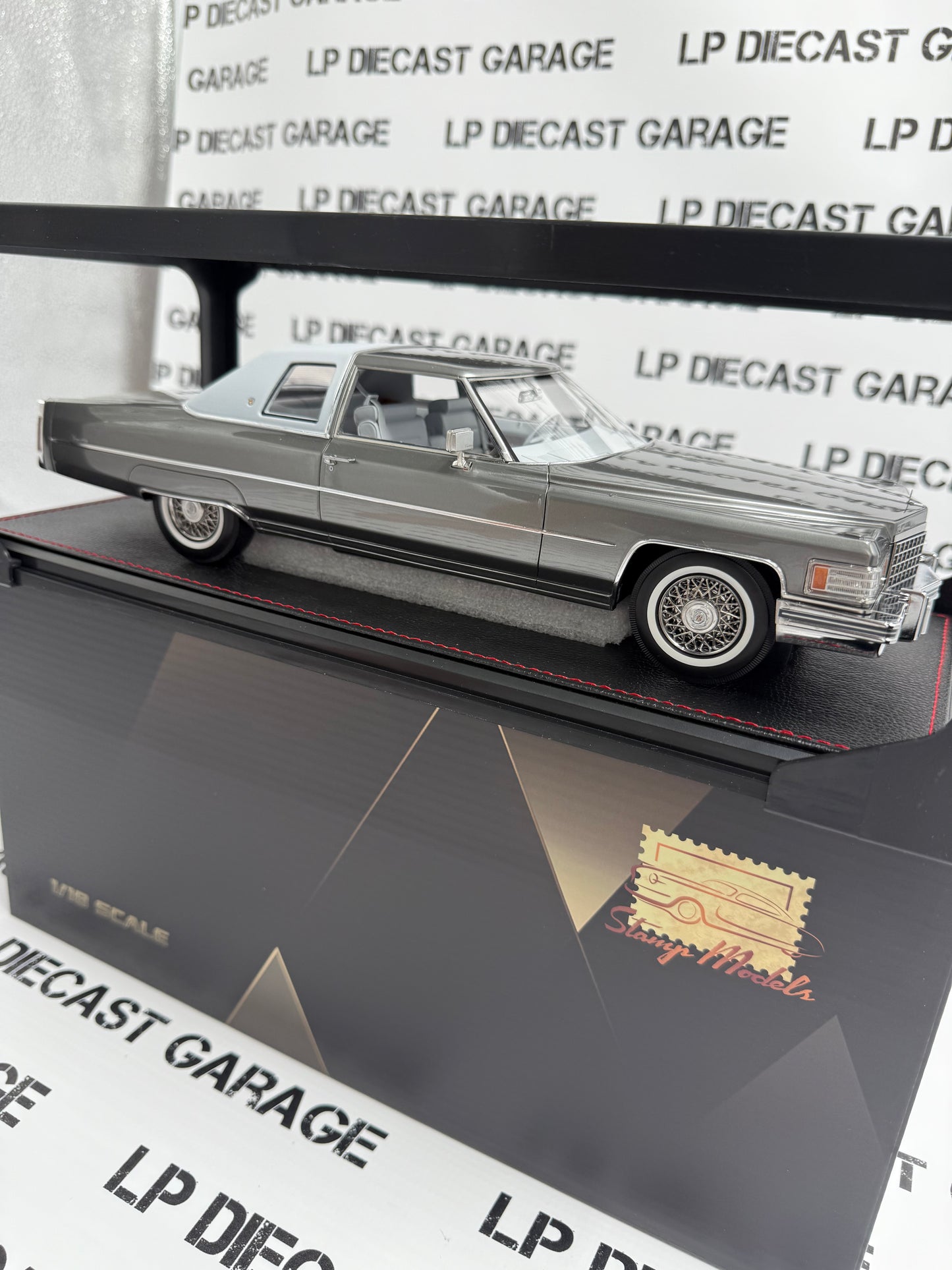 STAMP MODELS 1976 Cadillac Coupe Deville Academy Gray Metallic 1:18 Resin Model