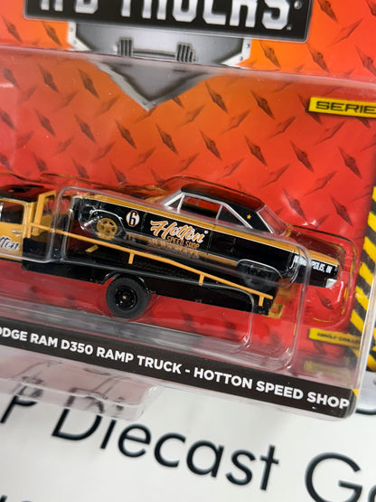 GREENLIGHT 1985 Dodge Ram Ramp Truck & 1965 Dodge Coronet 1:64 Diecast HD Trucks