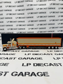 IXO Models 1973 Peterbilt 359 Creme & Orange w/ Trailer 1:64 Diecast Semi Truck