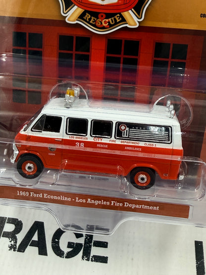 GREENLIGHT 1969 Ford Econoline LA Fire Dept 1:64 Diecast Fire Rescue