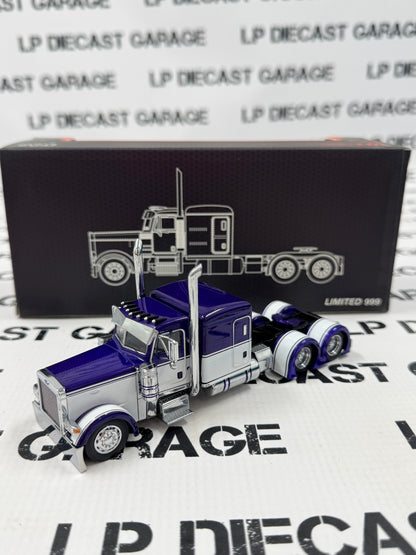MODEL TRUCK Classic Peterbilt 379 Purple & White Semi Truck 1:64 Diecast