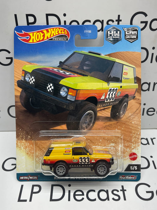 HOT WHEELS Range Rover Classic Yellow #333 Premium 4x4 1:64 Diecast