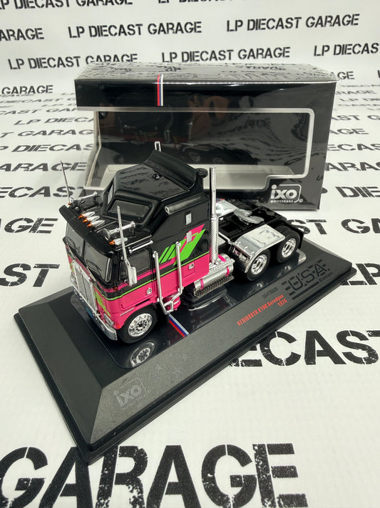 IXO Models 1976 Kenworth K100 Aerodyne Black w/ Pink Semi Truck 1:64 Diecast
