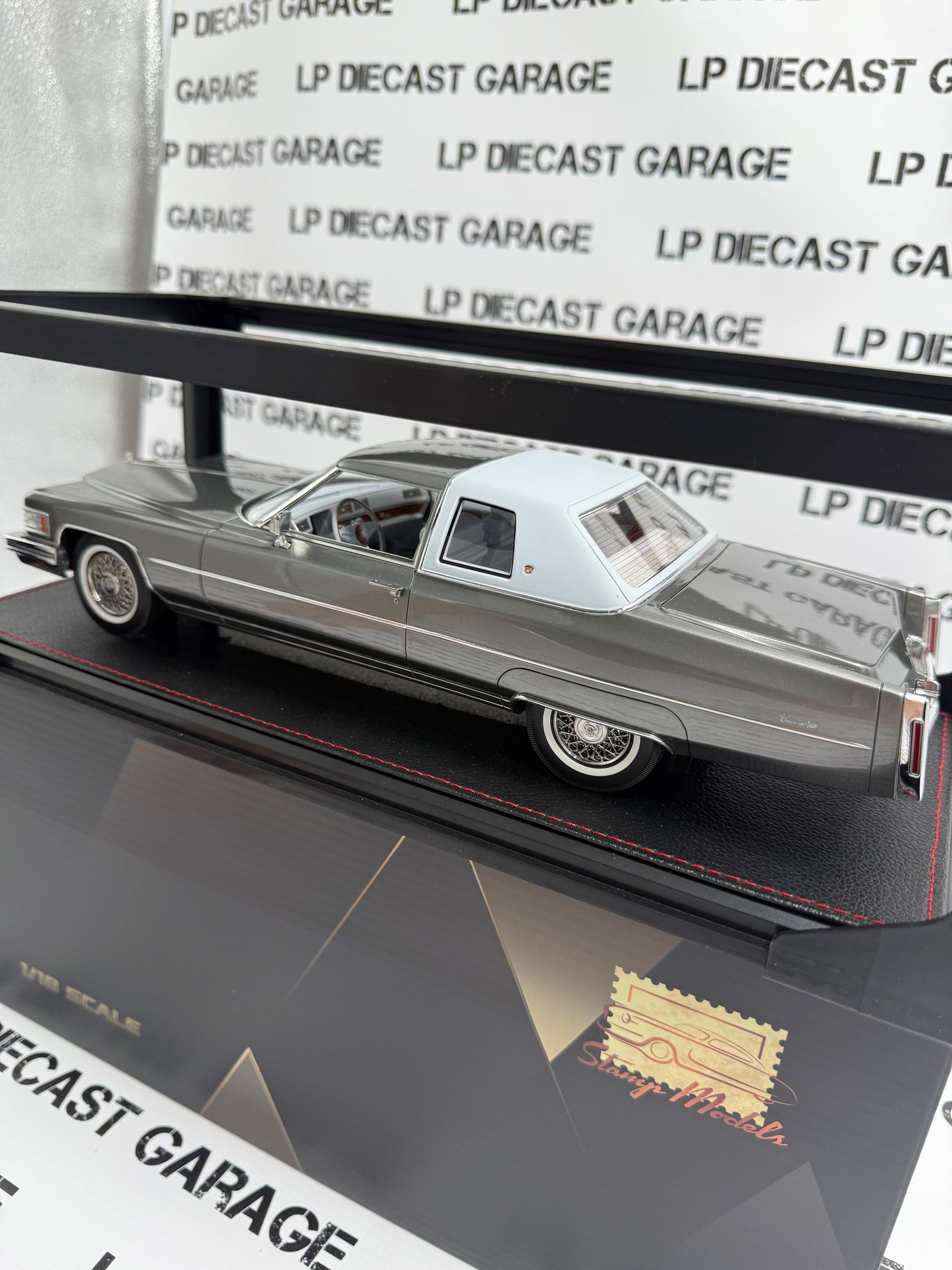 STAMP MODELS 1976 Cadillac Coupe Deville Academy Gray Metallic 1:18 Resin Model