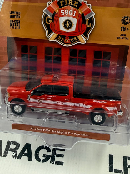 GREENLIGHT 2018 Ford F-350 Los Angeles Fire Dept LA 1:64 Diecast Fire Rescue