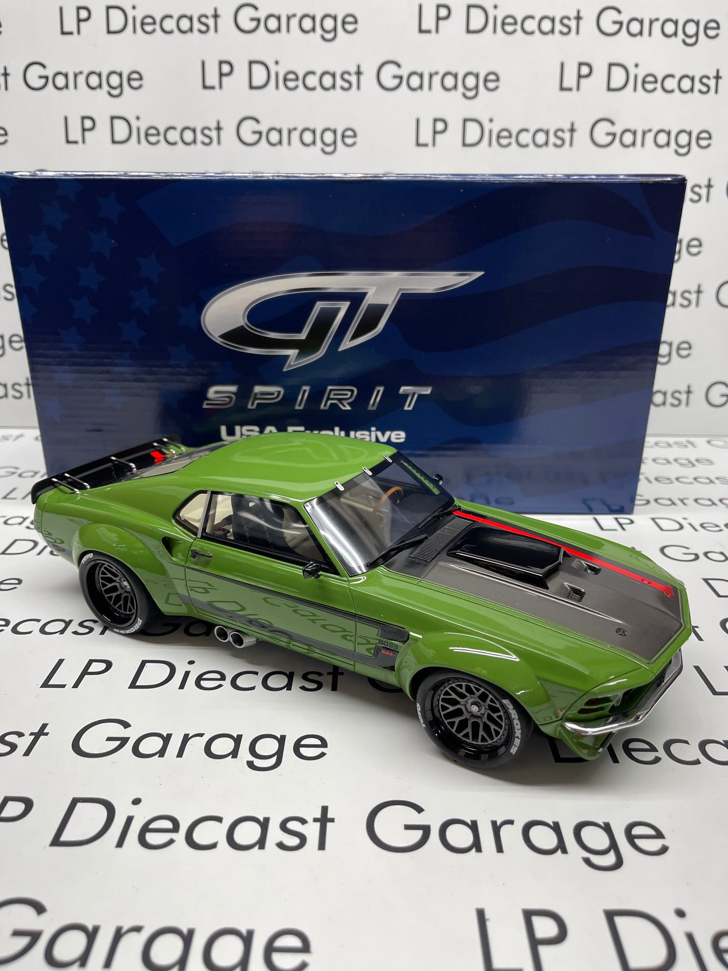 GT SPIRIT 1970 Ford Mustang Fastback Widebody Ruffian Green 1:18 Resin Model US064