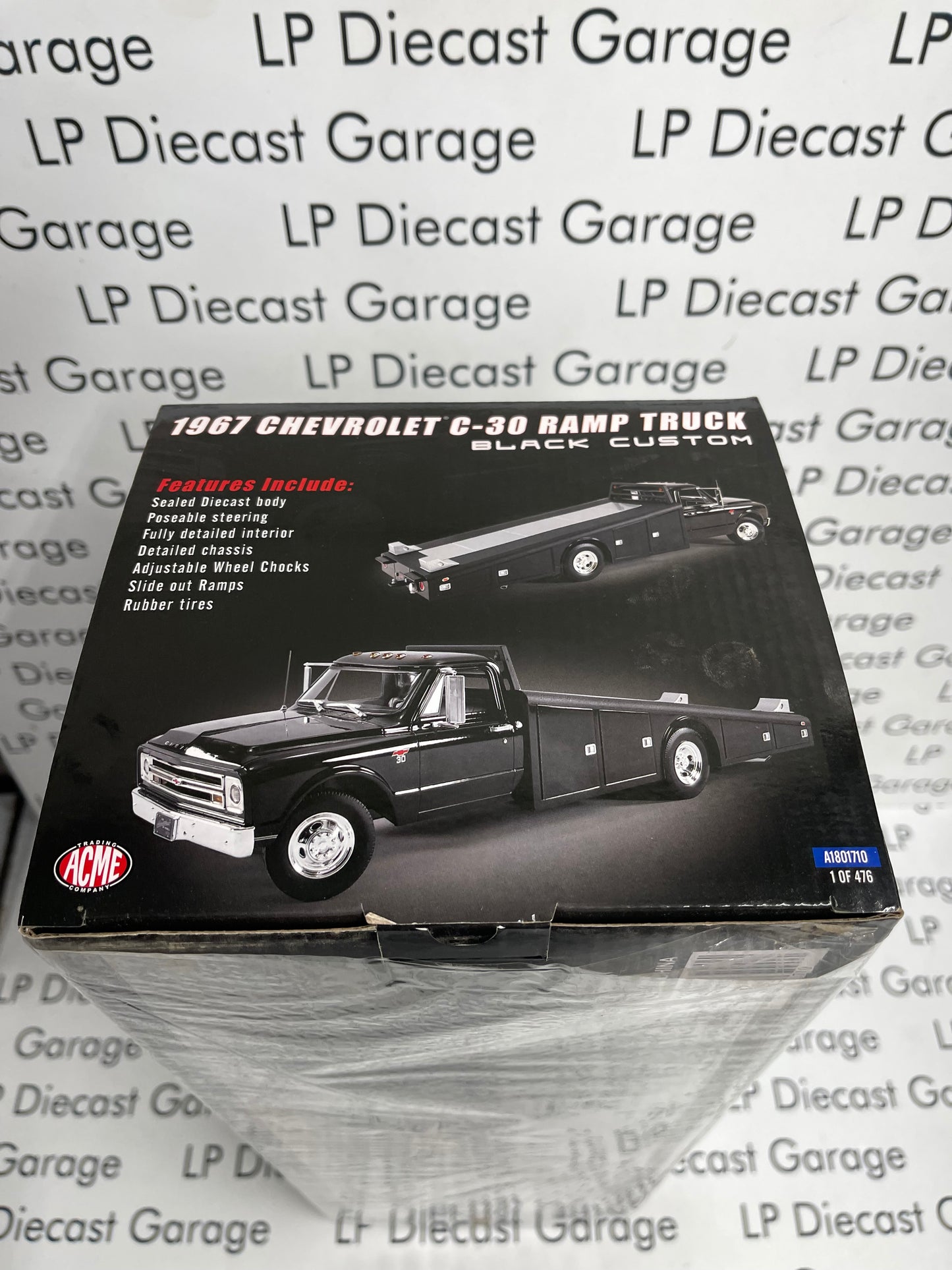 ACME 1967 Chevrolet C-30 Ramp Truck Black Custom 1:18 Diecast A1801710