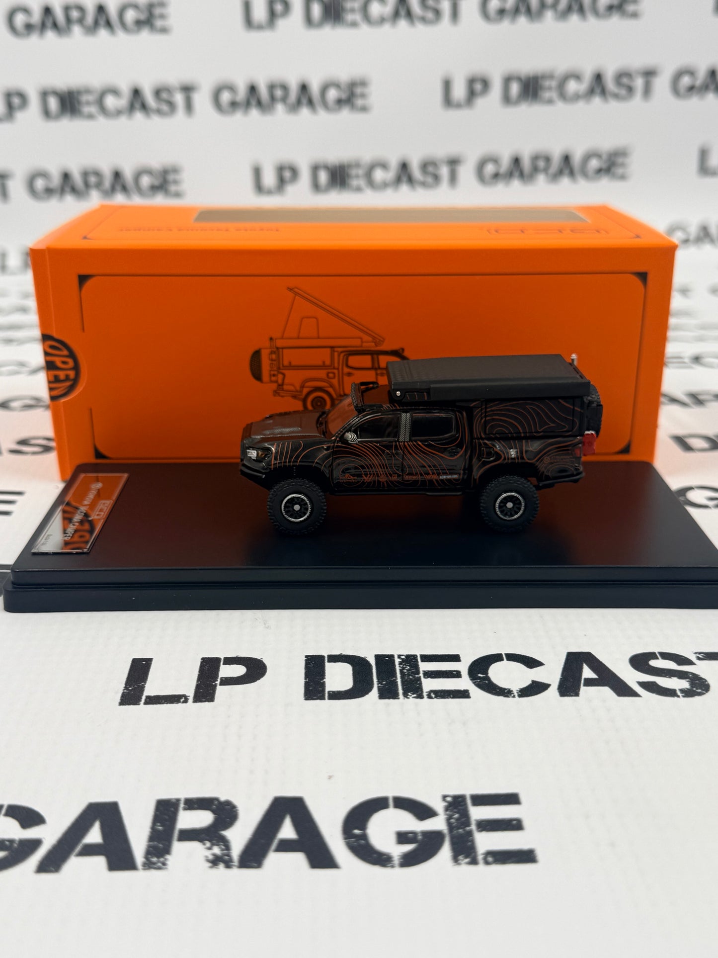 GCD 2023 Toyota Tacoma Camper Black w/ Design 1:64 Diecast