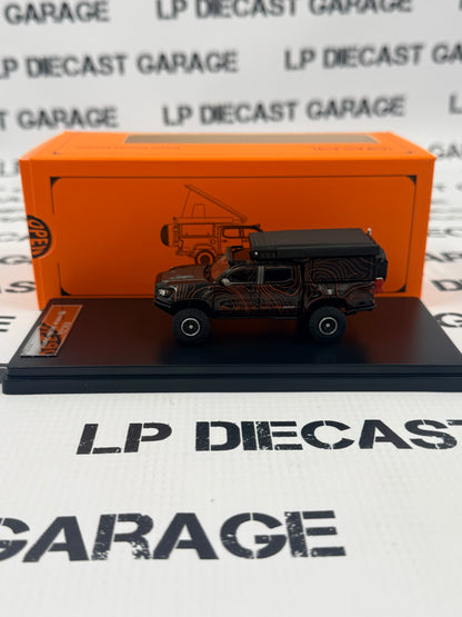 GCD 2023 Toyota Tacoma Camper Black w/ Design 1:64 Diecast