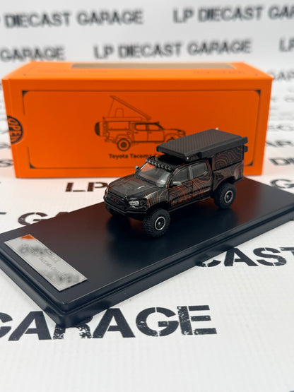 GCD 2023 Toyota Tacoma Camper Black w/ Design 1:64 Diecast
