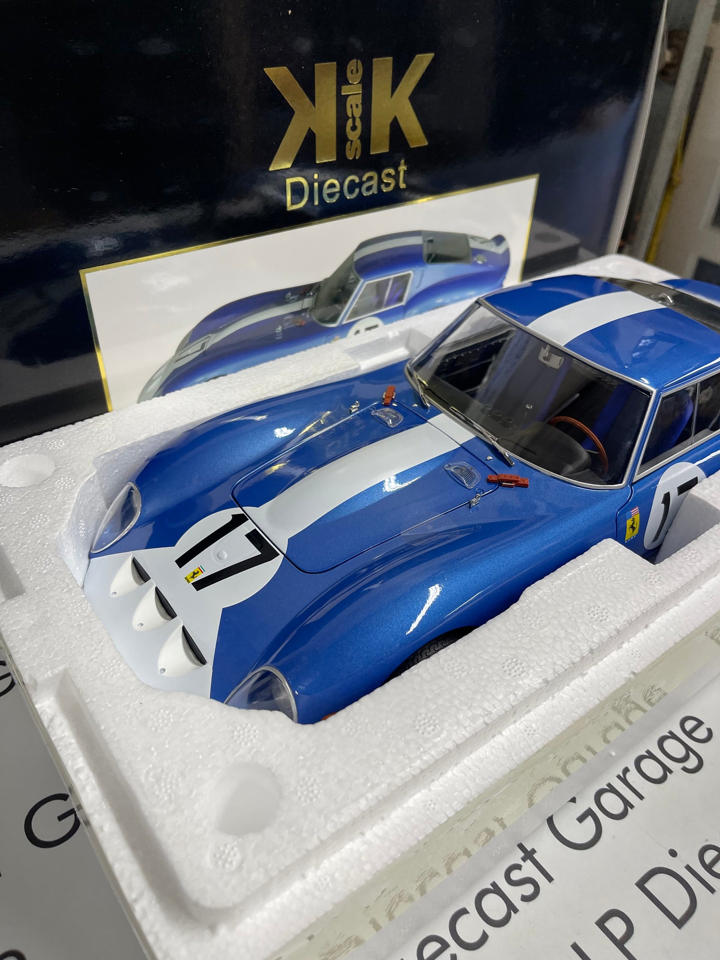KK Scale 1962 Ferrari 250 GTO Blue w/ White Stripe #17 1:12 Diecast