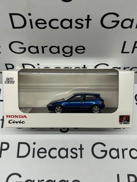 LCD MODELS 1993 Honda Civic EG6 Hatchback V-Tec Blue with Opening Hood 1:64 Diecast