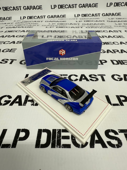 FOCAL HORIZON Nissan Skyline GT-R R34 Blue & Silver 1:64 Diecast Ghost Player