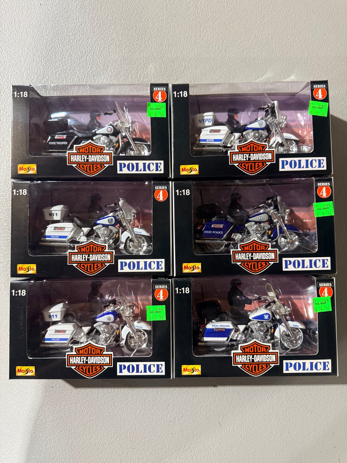MAISTO Harley Davidson Motorcycle Series 4 Police Set of 6pcs 1:18 Diecast