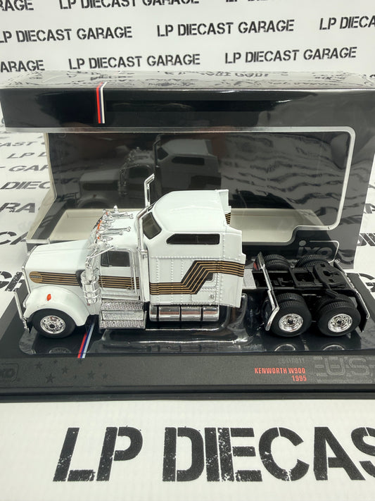 IXO Models 1995 Kenworth W900 White w/ Gold Stripe Semi Truck 1:64 Diecast