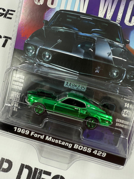 CHASE GREENLIGHT 1969 Ford Mustang Boss 429 John Wick 1:64 Diecast Hollywood