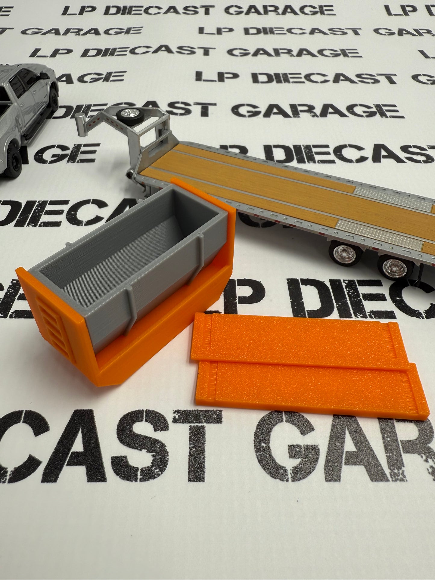 3D Printed Customs Orange Grey Steer Stuffer w/Removable Roof for 1:64 Scale Diecast