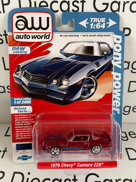 AUTO WORLD *ULTRA RED* Chase 1979 Chevy Camaro Z28 Dark Blue Poly 1:64 Diecast