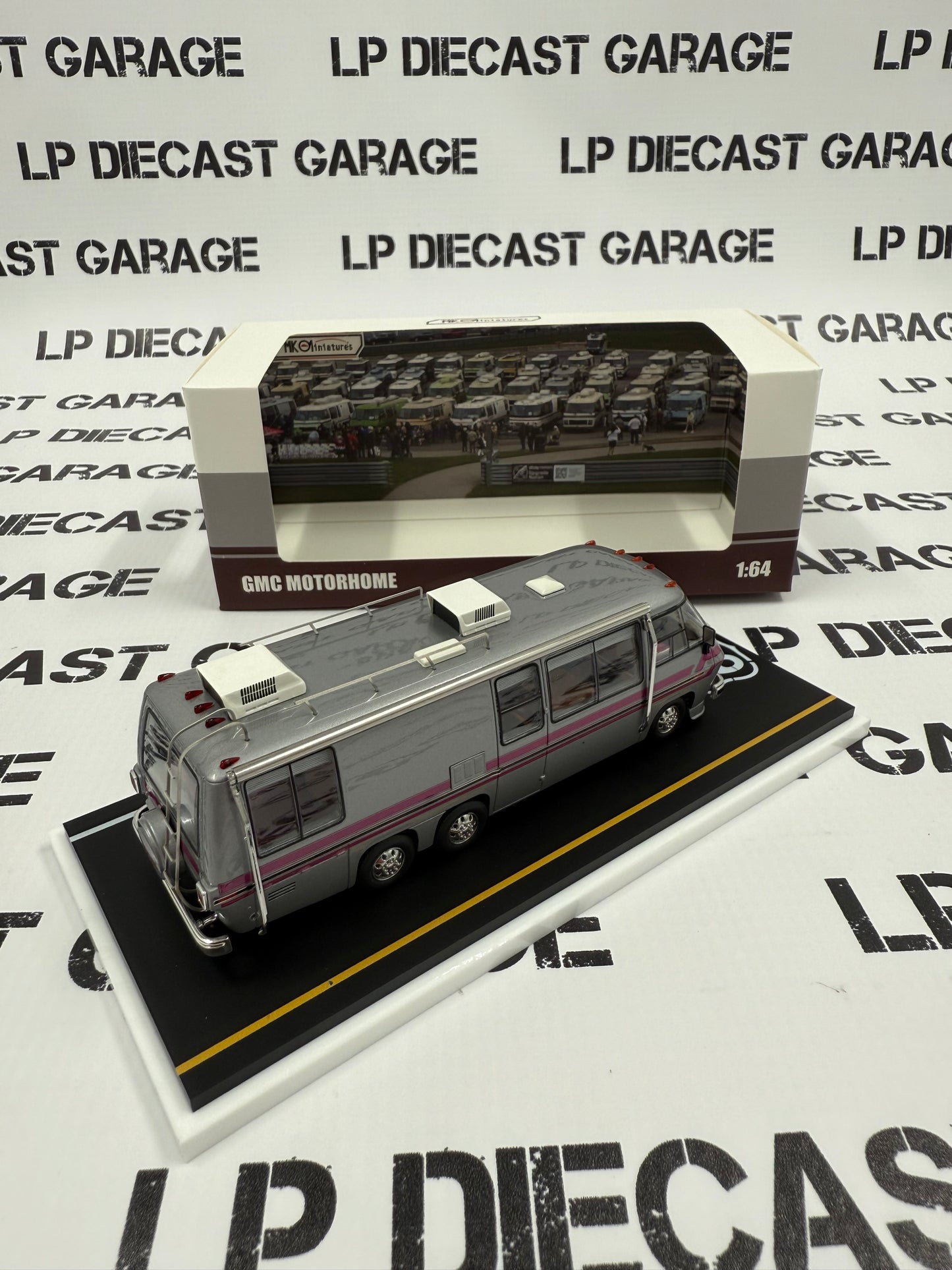 MK Miniatures GMC Motorhome Silver/ Purple 1:64 Resin Model APAxpo Exclusive
