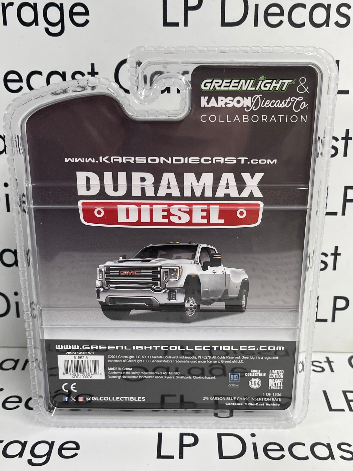 GREENLIGHT 2022 GMC Sierra 3500 Dually Truck Silver 1:64 Diecast Karson Exclusive
