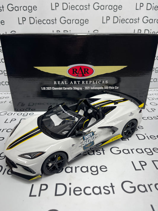RAR Real Art Replicas 2021 Chevrolet Corvette Sting-Ray Indianapolis 500 Pace Car 1:18 Resin NOT Diecast