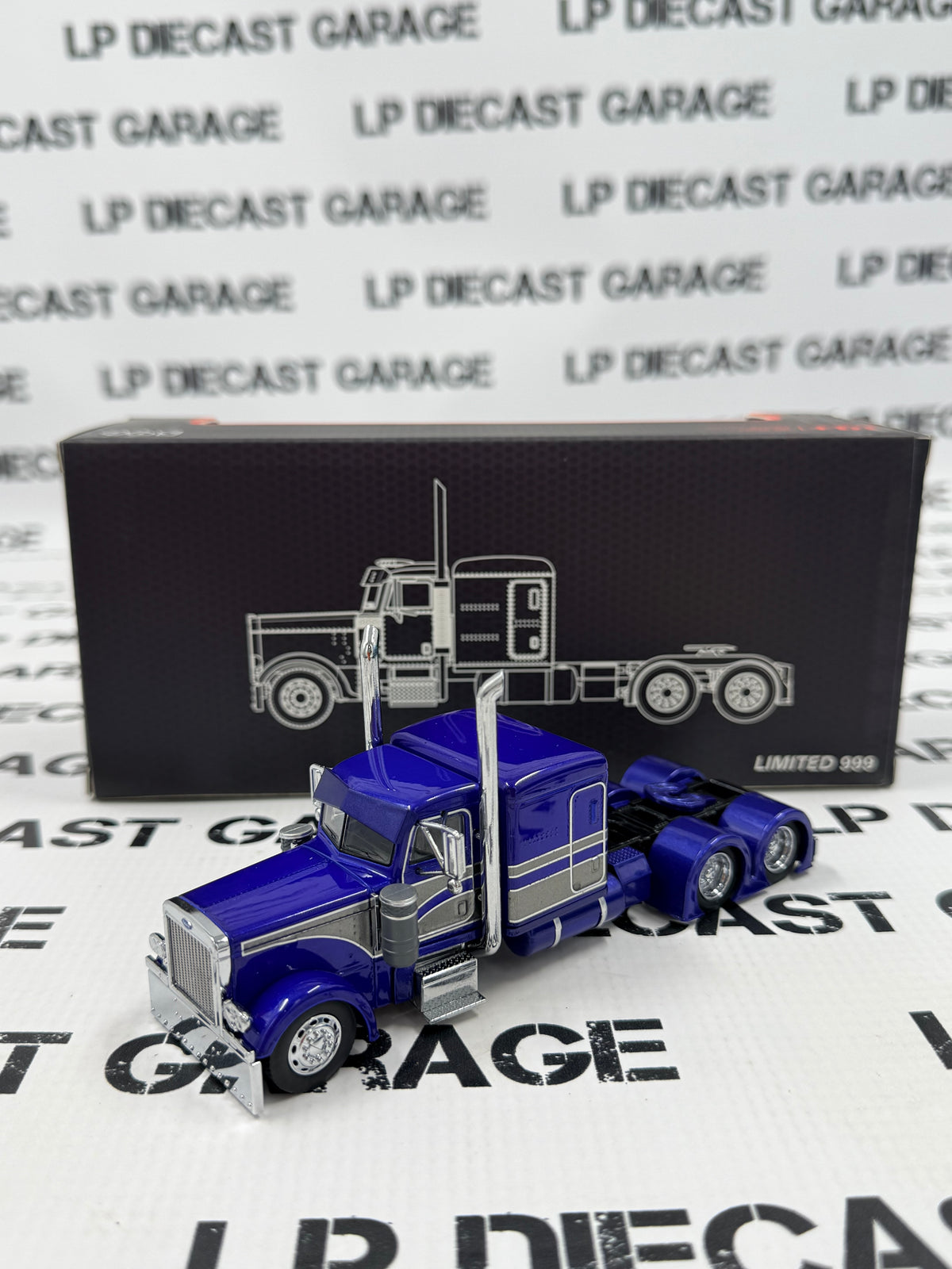 MODEL TRUCK Classic Peterbilt 379 Blue & Silver Semi Truck 1:64 Diecast