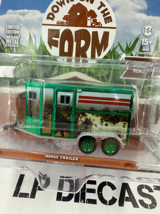 CHROME CHASE GREENLIGHT Horse Trailer 1:64 Diecast Down on the Farm