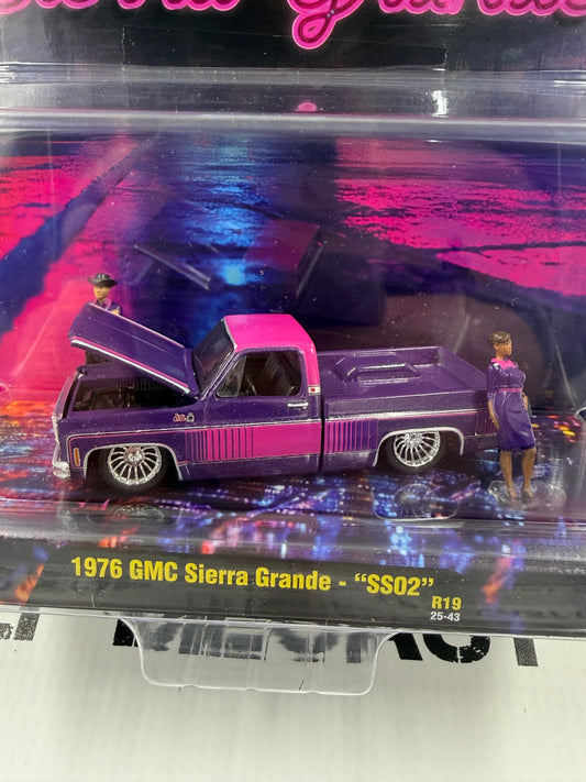 M2 Diorama 1976 GMC Sierra Grande Purple 1:64 Diecast w/ Figures
