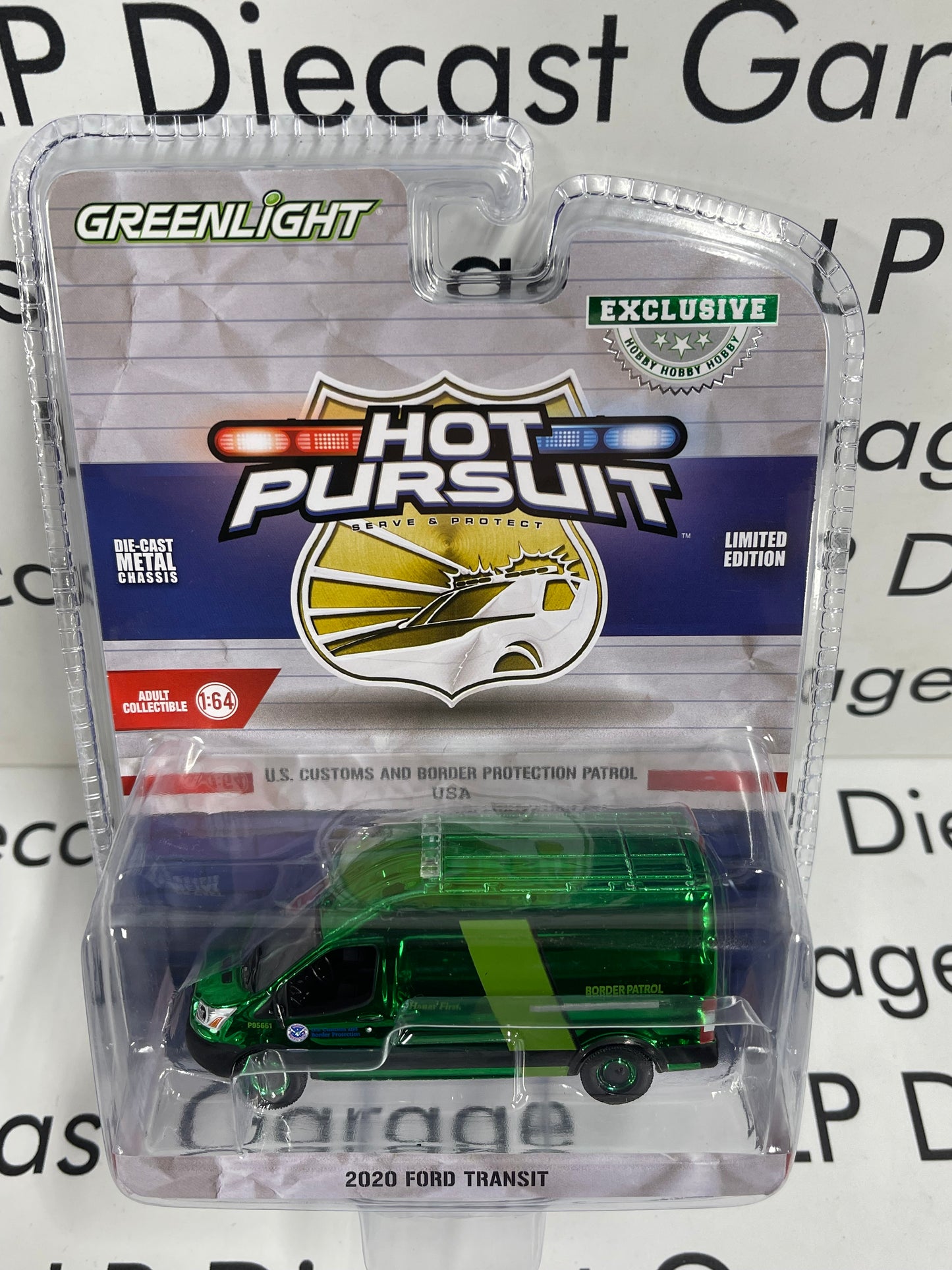 CHROME CHASE GREENLIGHT 2020 Ford Transit Border Patrol 1:64 Diecast Hot Pursuit