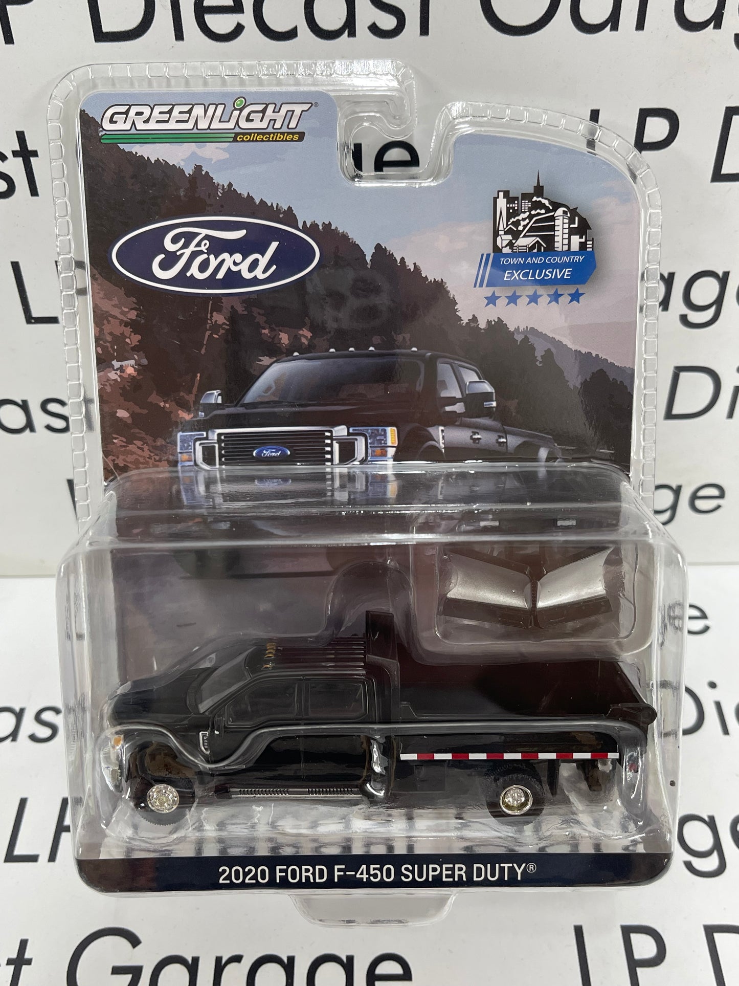 GREENLIGHT 2020 Ford F-450 Super Duty Black Dump Truck w/Plow 1:64 Diecast T&C Exclusive