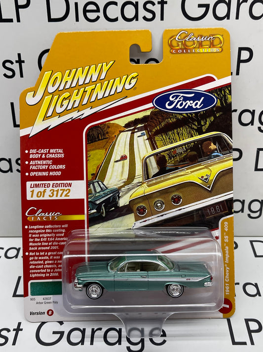 JOHNNY LIGHTNING 1961 Chevy Impala SS 409 Arbor Green Poly Classic Gold 1:64 Diecast