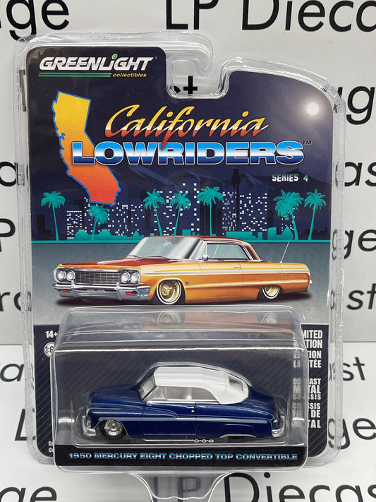 GREENLIGHT 1950 Mercury Eight Chopped Top Convertible Blue 1:64 Diecast California Lowriders