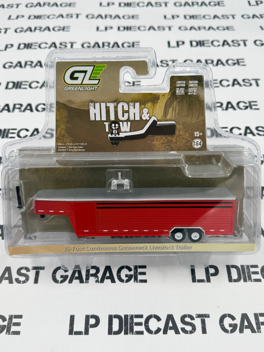 GREENLIGHT 26 Foot Livestock Gooseneck Trailer Red 1:64 Diecast