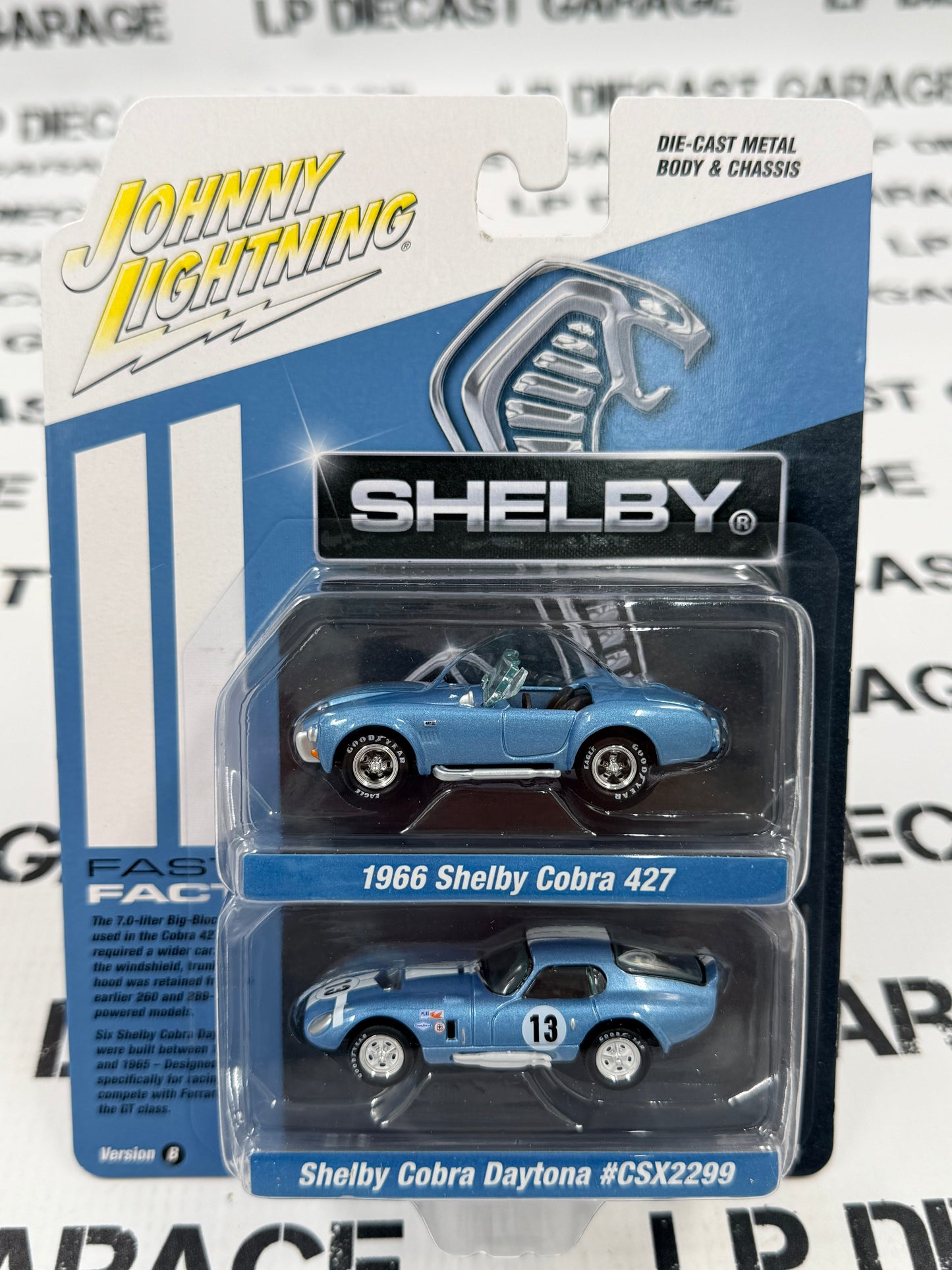 JOHNNY LIGHTNING 1966 Shelby Cobra 427 & Daytona Blue 1:64 Diecast 2 Pack