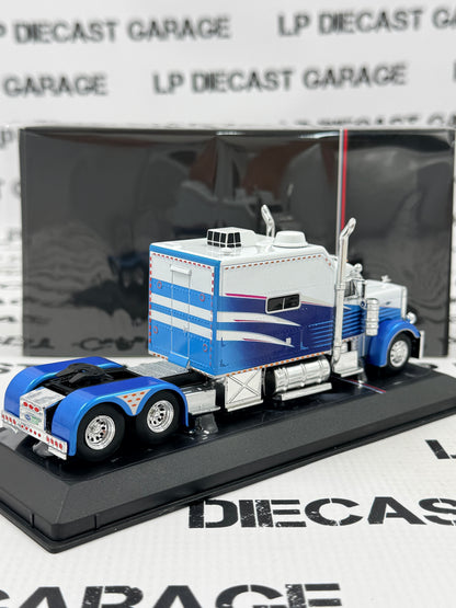 IXO Models 2002 Peterbilt 379 Custom Blue White Sleeper Cab 1:64 Diecast