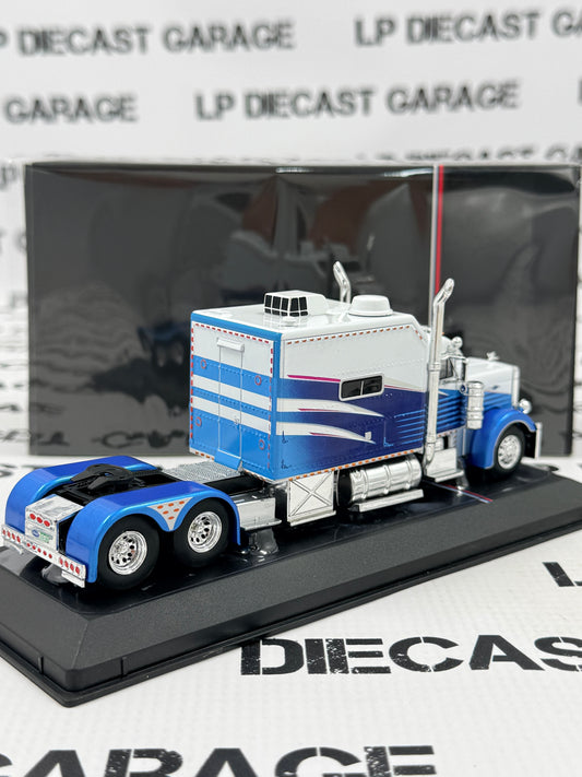 IXO Models 2002 Peterbilt 379 Custom Blue White Sleeper Cab 1:64 Diecast
