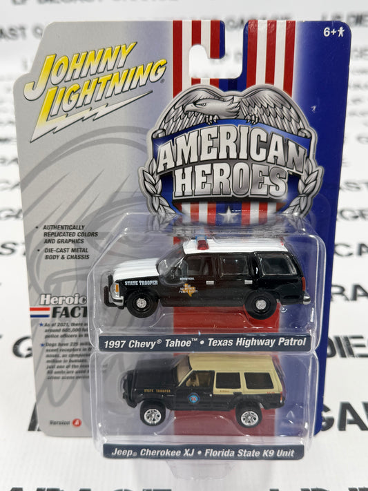 JOHNNY LIGHTNING 1997 Chevy Tahoe Texas Police & Jeep Cherokee XJ Florida 1:64 Diecast