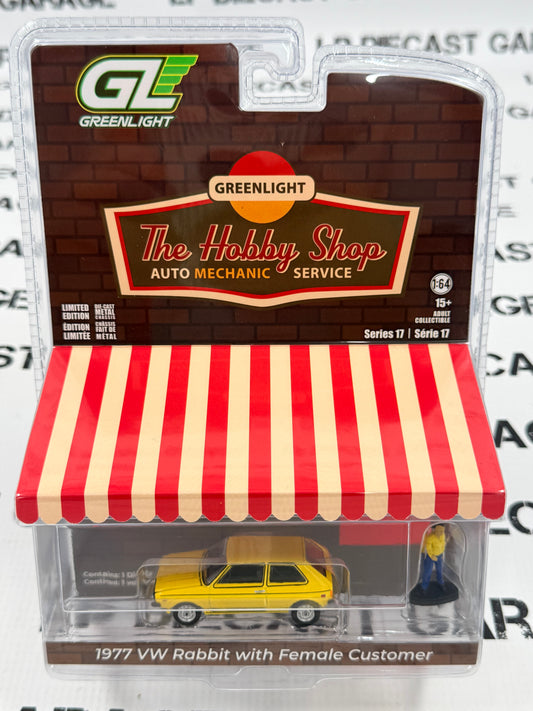 GREENLIGHT 1977 Volkswagen Rabbit Yellow 1:64 Diecast Hobby Shop