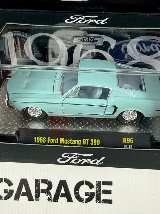 M2 1968 Ford Mustang GT 390 Light Blue 1:64 Diecast Detroit Muscle