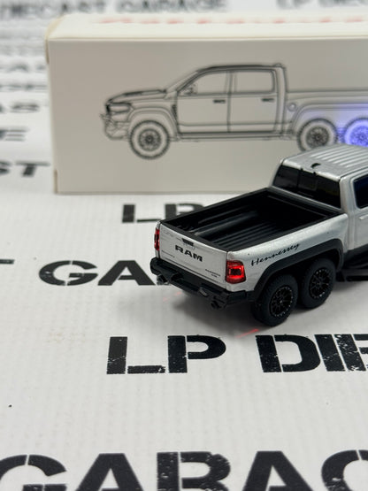 MODEL TRUCK 2022 Ram TRX Mammoth 6X6 Truck Silver 1:64 Diecast w/ LED Lights