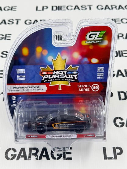 GREENLIGHT 2018 Dodge Charger Vancouver Recruitment 1:64 Diecast Hot Pursuit