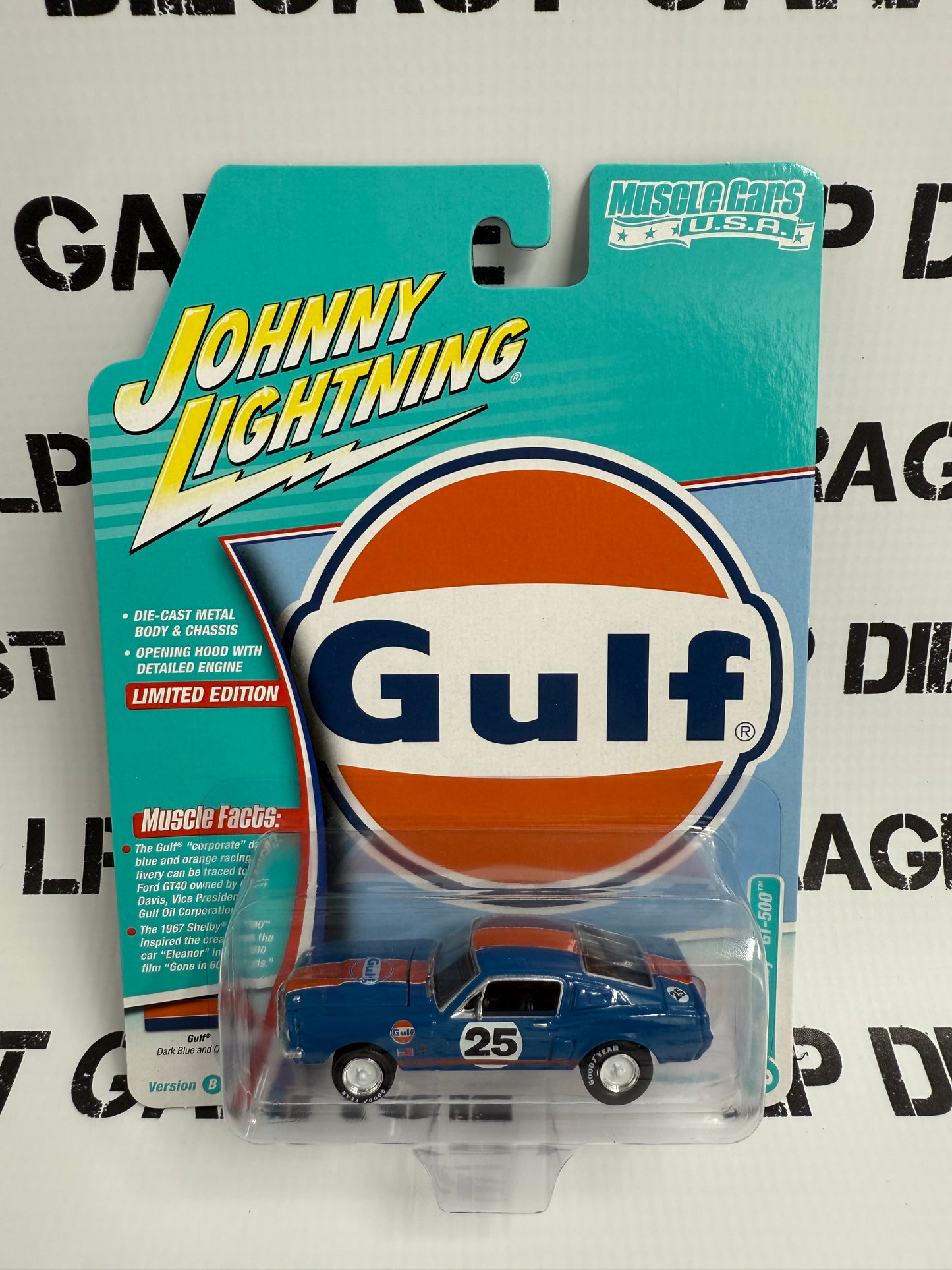 JOHNNY LIGHTNING 1967 Ford Mustang GT-500 Gulf Dark Blue 1:64 Diecast Muscle Cars USA