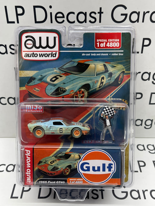 AUTO WORLD 1965 Ford GT40 w/ Figure Gulf MiJo Exclusive Only 4800pcs Made 1:64 Diecast