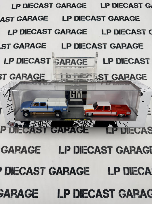 M2 1975 Chevrolet Silverado 30 4X4 & 1976 GMC Sierra 3500 1:64 Diecast Haulers