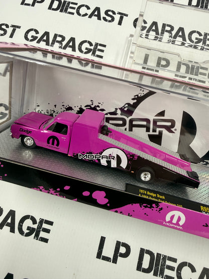 M2 Haulers 1974 Dodge Ramp Truck & Dart Pink w/ Trailer 1:64 Diecast